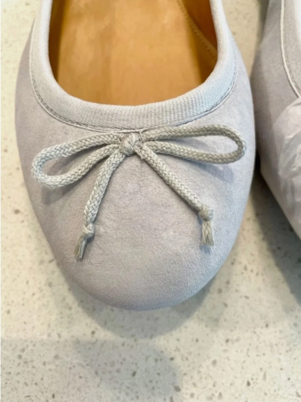 NWT J. Crew Women's Light Blue Suede Ballet Flats with Bow